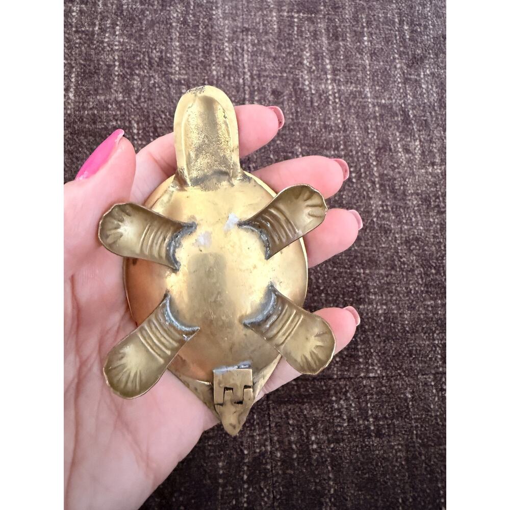 Vintage Brass Turtle Abalone/Mother of Pearl Ashtray or Trinket Box - Picture 4 of 8
